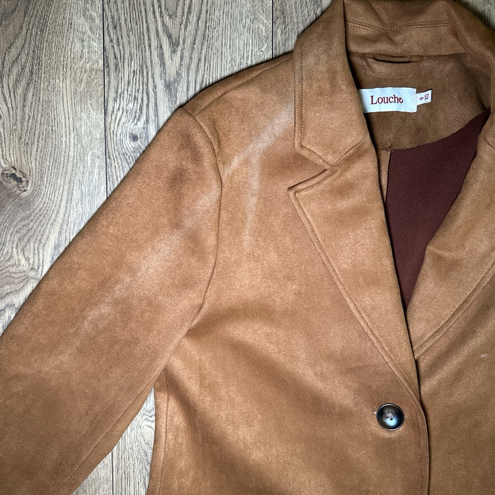 Louche- microsuede long coat with button closure and two front pockets. - Picture 3 of 5